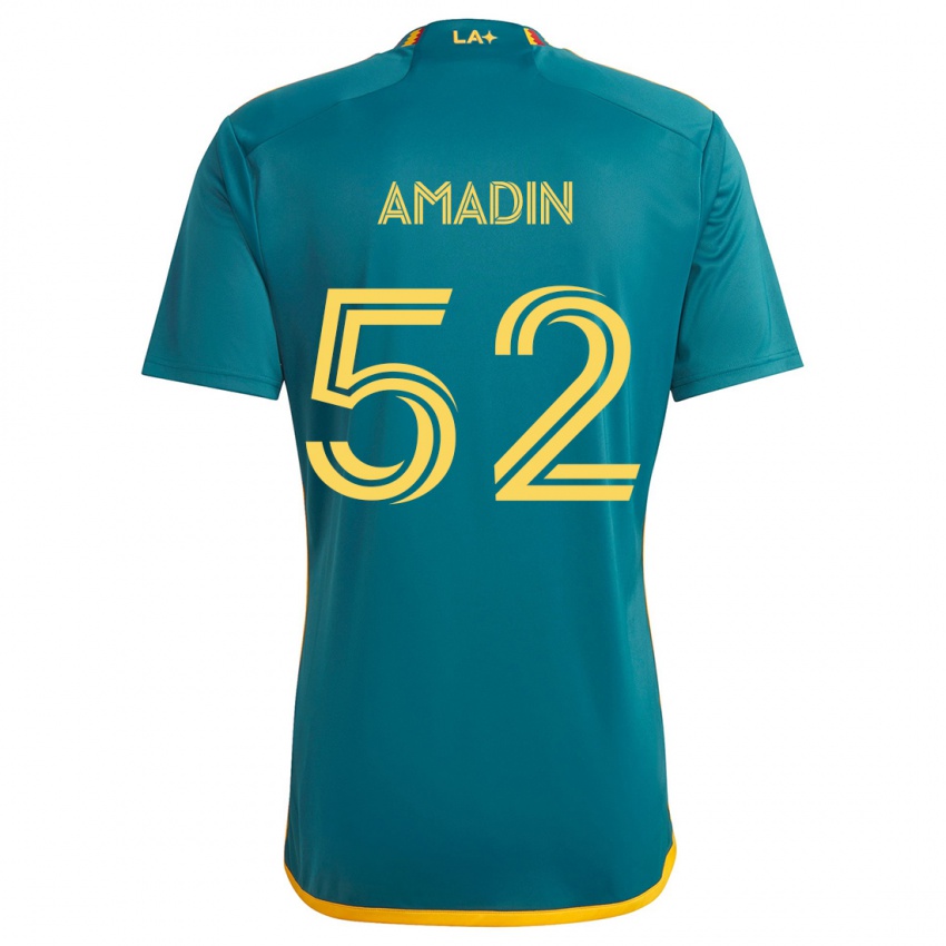 Gyermek Elijah Amadin #52 Green Yellow Idegenbeli Jersey 2024/25 Mez Póló Ing