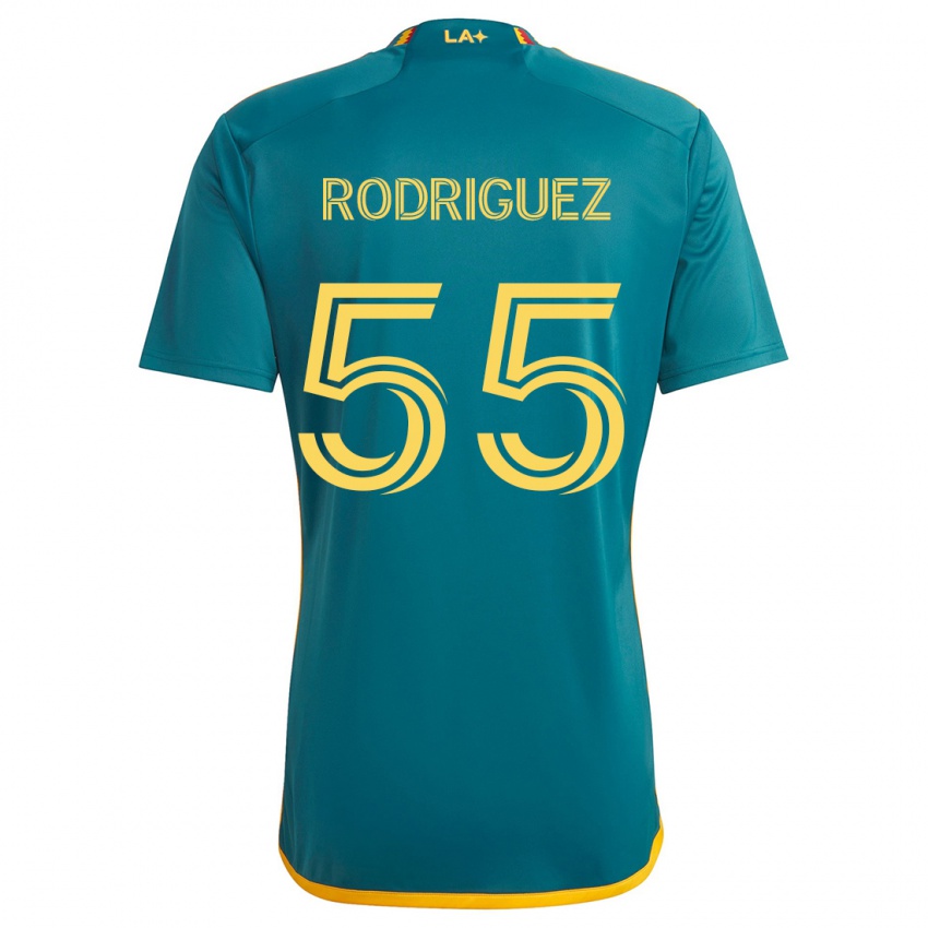 Gyermek Diego Rodriguez #55 Green Yellow Idegenbeli Jersey 2024/25 Mez Póló Ing