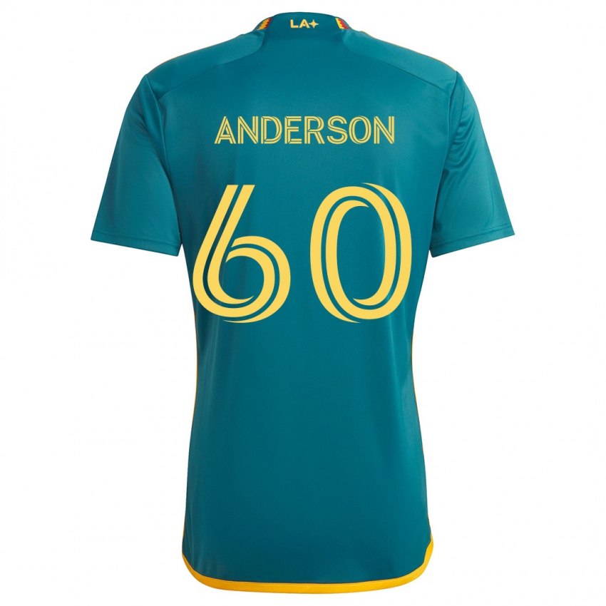 Gyermek Nolan Anderson #60 Green Yellow Idegenbeli Jersey 2024/25 Mez Póló Ing