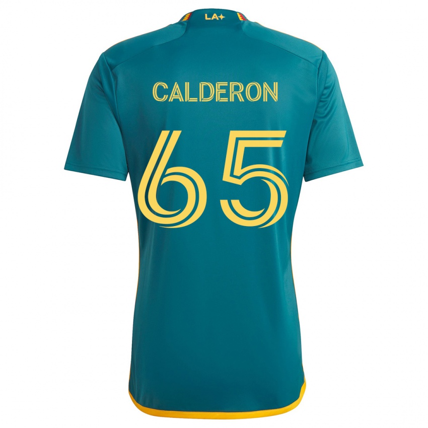 Gyermek Juan Calderón #65 Green Yellow Idegenbeli Jersey 2024/25 Mez Póló Ing