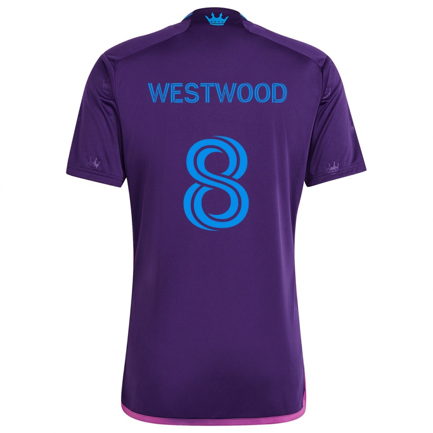 Gyermek Ashley Westwood #8 Lila Kék Idegenbeli Jersey 2024/25 Mez Póló Ing