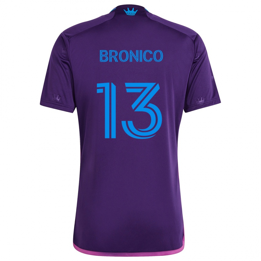 Gyermek Brandt Bronico #13 Lila Kék Idegenbeli Jersey 2024/25 Mez Póló Ing