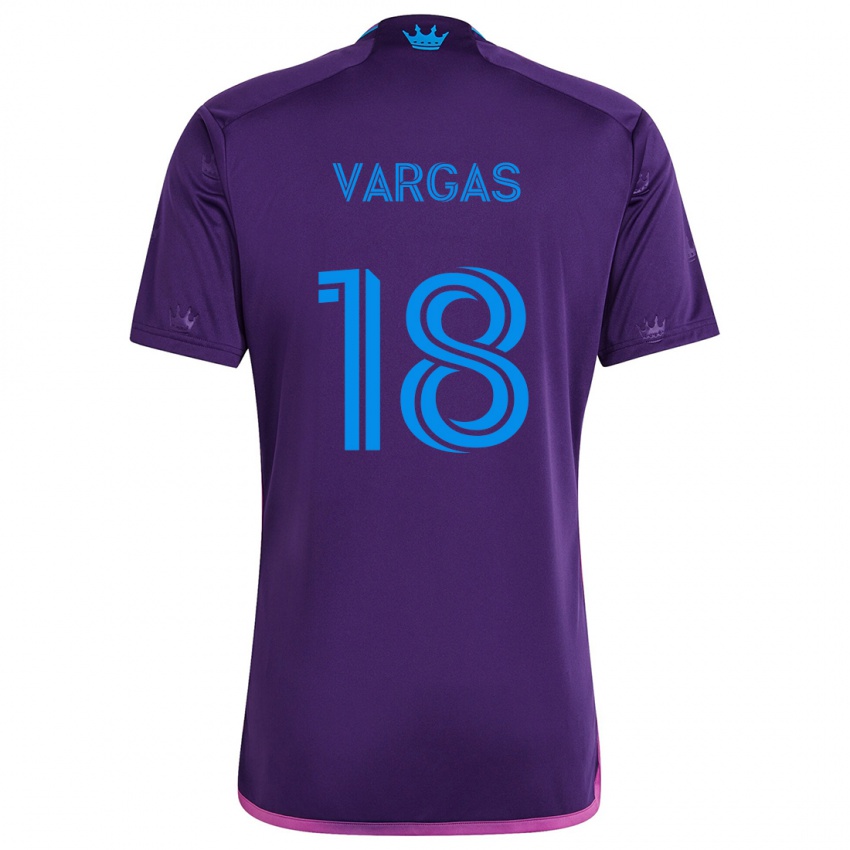 Gyermek Kerwin Vargas #18 Lila Kék Idegenbeli Jersey 2024/25 Mez Póló Ing