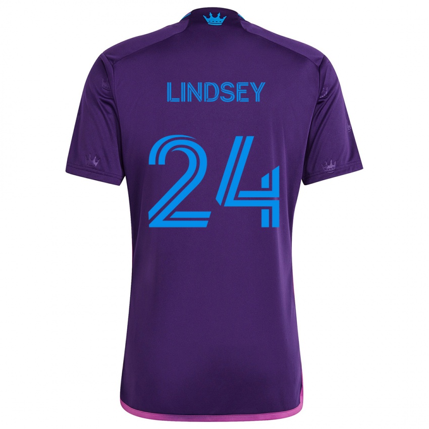 Gyermek Jaylin Lindsey #24 Lila Kék Idegenbeli Jersey 2024/25 Mez Póló Ing