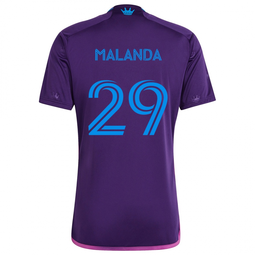 Gyermek Adilson Malanda #29 Lila Kék Idegenbeli Jersey 2024/25 Mez Póló Ing