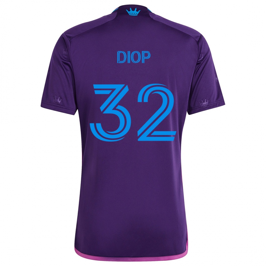 Gyermek Hamady Diop #32 Lila Kék Idegenbeli Jersey 2024/25 Mez Póló Ing