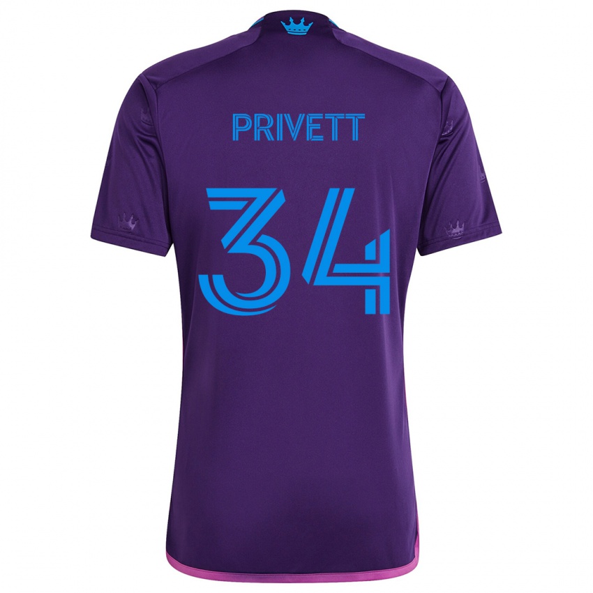 Gyermek Andrew Privett #34 Lila Kék Idegenbeli Jersey 2024/25 Mez Póló Ing