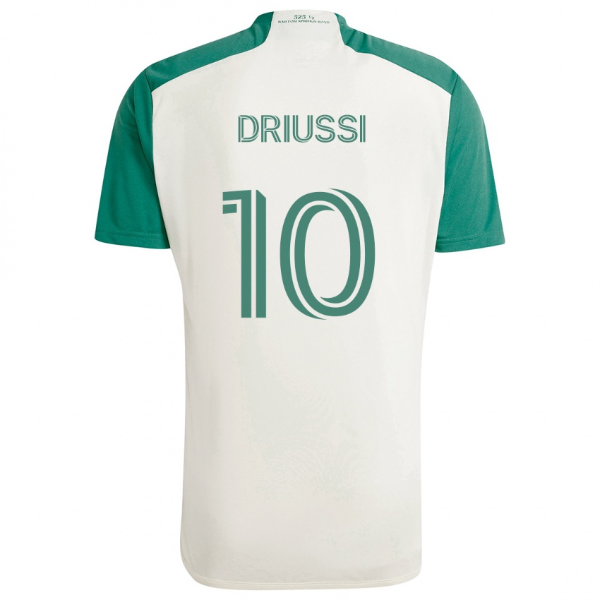 Gyermek Sebastián Driussi #10 Barna Színek Zöld Idegenbeli Jersey 2024/25 Mez Póló Ing