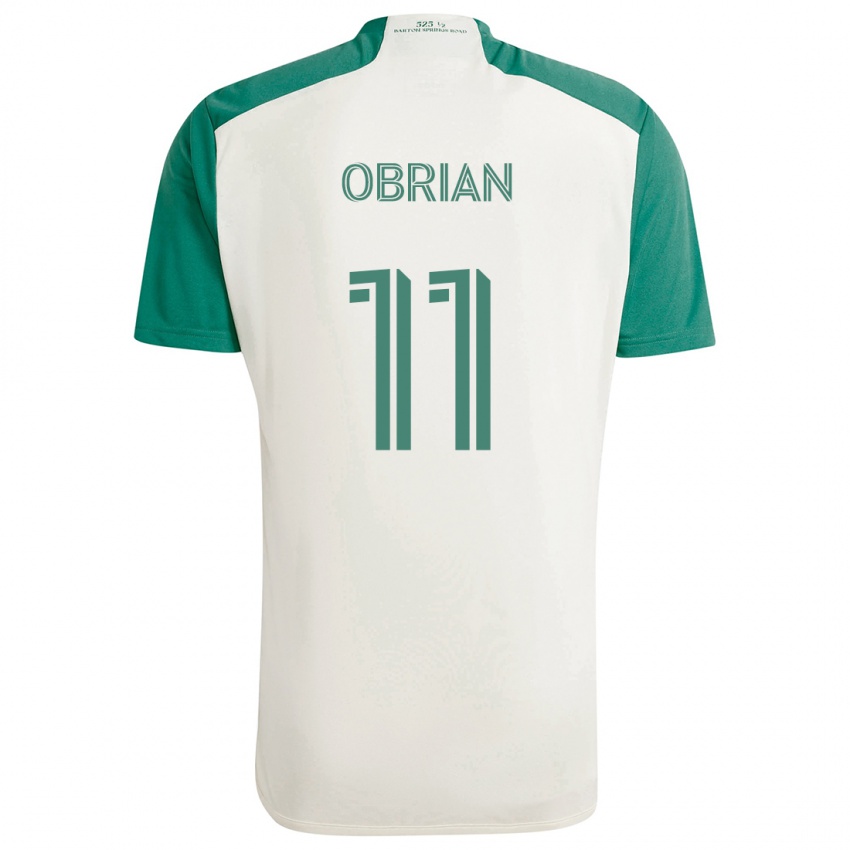 Gyermek Jáder Obrian #11 Barna Színek Zöld Idegenbeli Jersey 2024/25 Mez Póló Ing