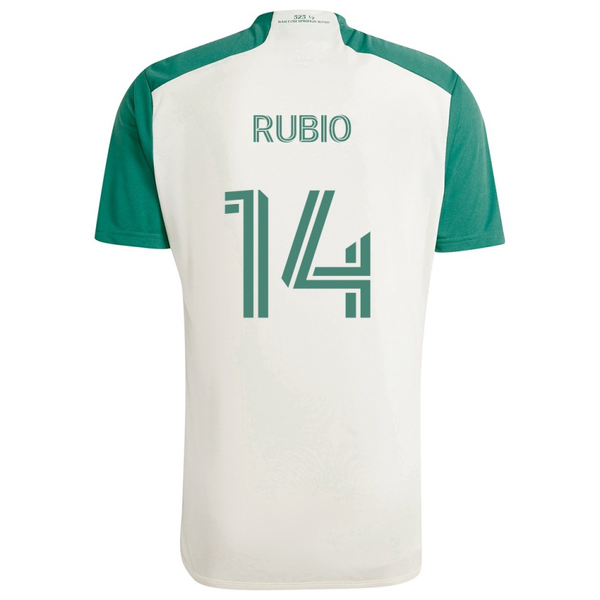 Gyermek Diego Rubio #14 Barna Színek Zöld Idegenbeli Jersey 2024/25 Mez Póló Ing