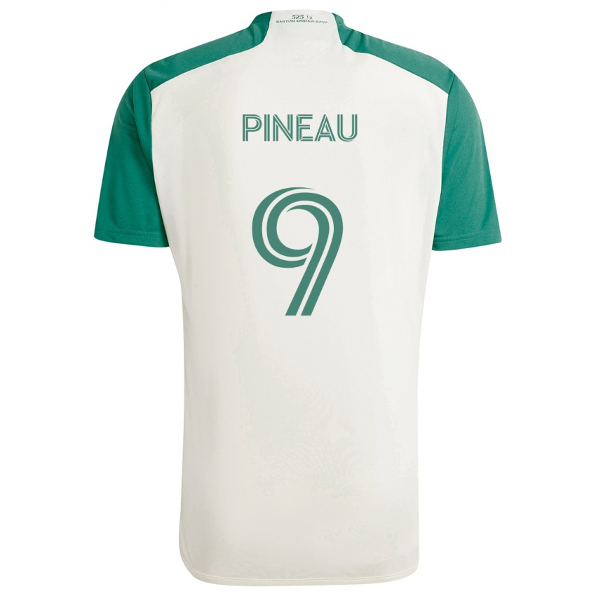 Gyermek Sebastien Pineau #9 Barna Színek Zöld Idegenbeli Jersey 2024/25 Mez Póló Ing