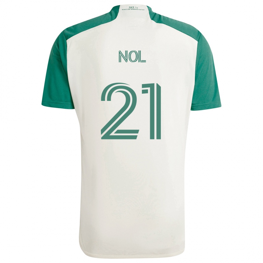 Gyermek Valentin Noël #21 Barna Színek Zöld Idegenbeli Jersey 2024/25 Mez Póló Ing