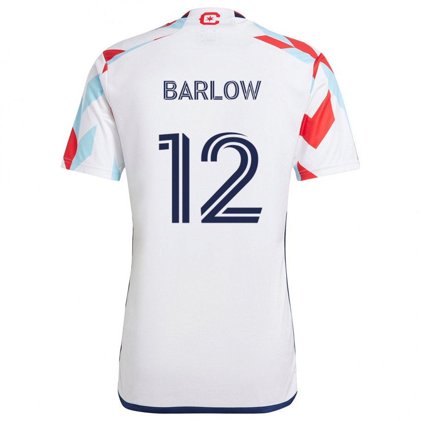 Gyermek Tom Barlow #12 Fehér Piros Kék Idegenbeli Jersey 2024/25 Mez Póló Ing