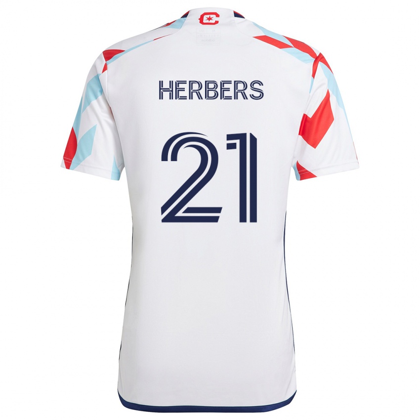 Gyermek Fabian Herbers #21 Fehér Piros Kék Idegenbeli Jersey 2024/25 Mez Póló Ing