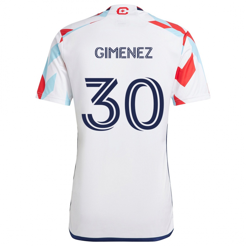 Gyermek Gastón Giménez #30 Fehér Piros Kék Idegenbeli Jersey 2024/25 Mez Póló Ing