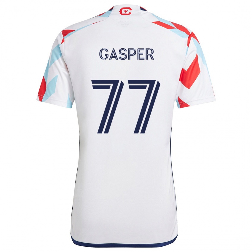 Gyermek Chase Gasper #77 Fehér Piros Kék Idegenbeli Jersey 2024/25 Mez Póló Ing