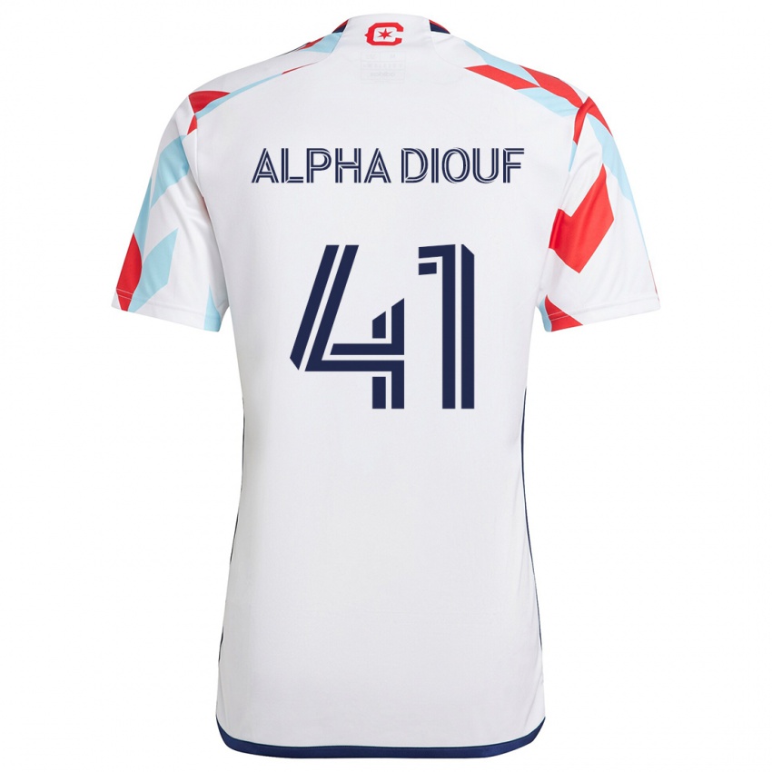 Gyermek Jean Alpha Diouf #41 Fehér Piros Kék Idegenbeli Jersey 2024/25 Mez Póló Ing