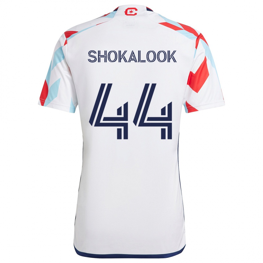 Gyermek Jason Shokalook #44 Fehér Piros Kék Idegenbeli Jersey 2024/25 Mez Póló Ing