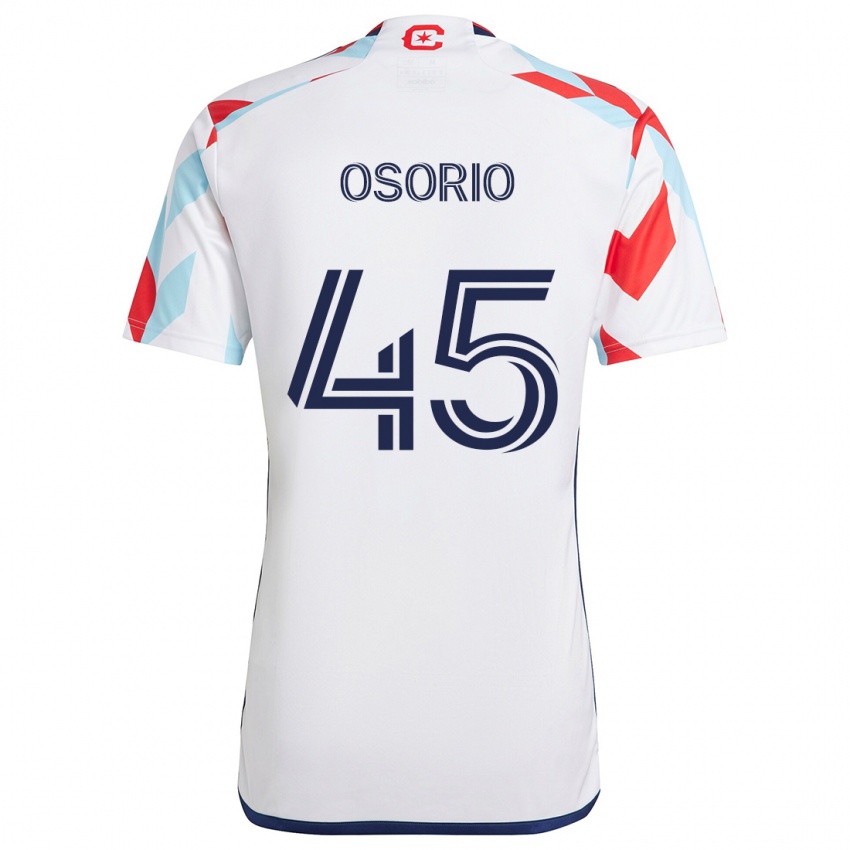 Gyermek Harold Osorio #45 Fehér Piros Kék Idegenbeli Jersey 2024/25 Mez Póló Ing