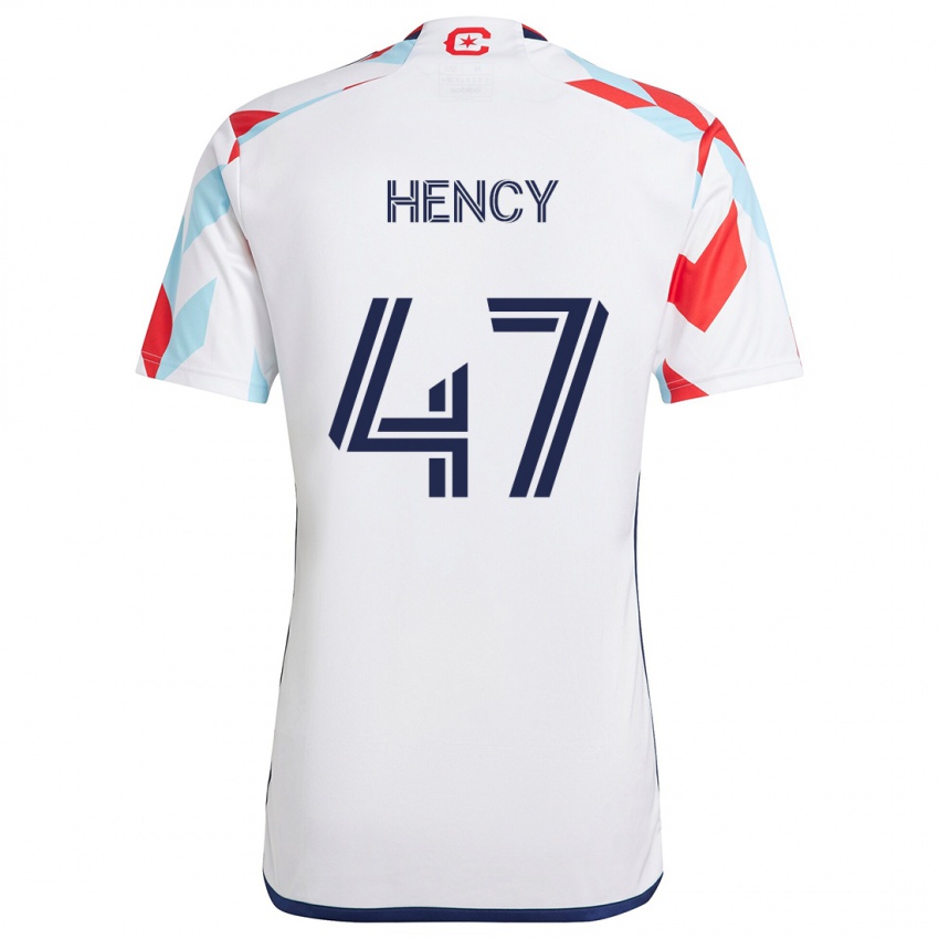 Gyermek Billy Hency #47 Fehér Piros Kék Idegenbeli Jersey 2024/25 Mez Póló Ing