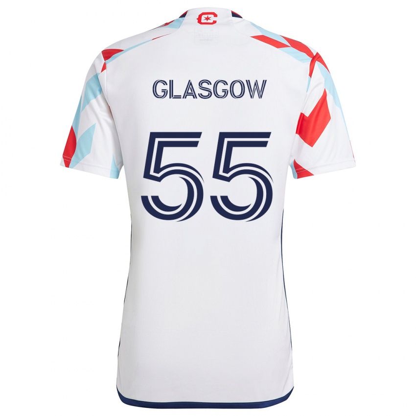 Gyermek Omari Glasgow #55 Fehér Piros Kék Idegenbeli Jersey 2024/25 Mez Póló Ing