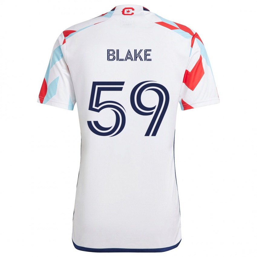 Gyermek Romain Blake #59 Fehér Piros Kék Idegenbeli Jersey 2024/25 Mez Póló Ing