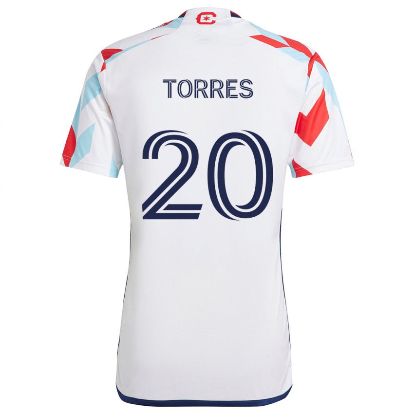 Gyermek Jairo Torres #20 Fehér Piros Kék Idegenbeli Jersey 2024/25 Mez Póló Ing