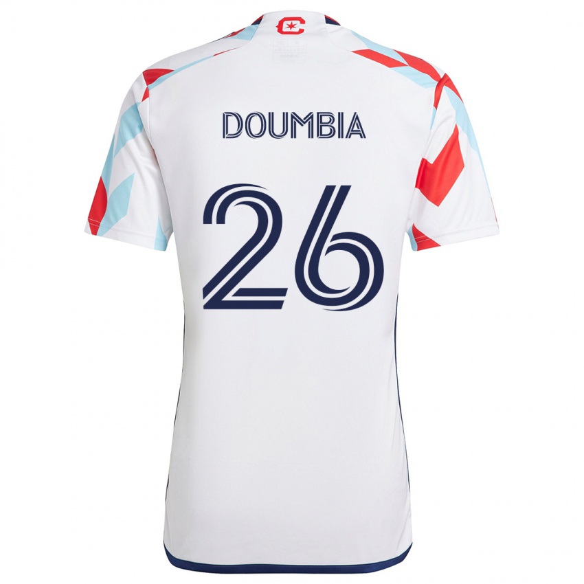 Gyermek Ousmane Doumbia #26 Fehér Piros Kék Idegenbeli Jersey 2024/25 Mez Póló Ing