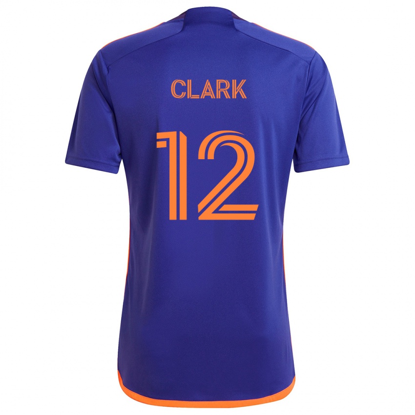 Gyermek Steve Clark #12 Lila Narancs Idegenbeli Jersey 2024/25 Mez Póló Ing