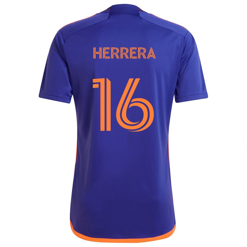 Gyermek Hector Herrera #16 Lila Narancs Idegenbeli Jersey 2024/25 Mez Póló Ing