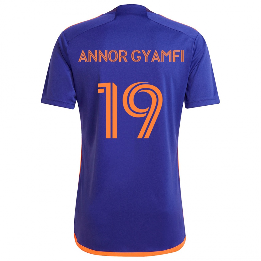 Gyermek Stephen Annor Gyamfi #19 Lila Narancs Idegenbeli Jersey 2024/25 Mez Póló Ing