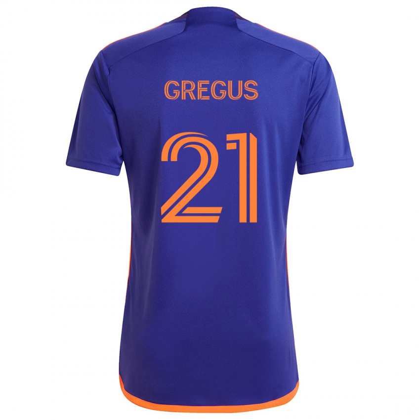 Gyermek Ján Gregus #21 Lila Narancs Idegenbeli Jersey 2024/25 Mez Póló Ing