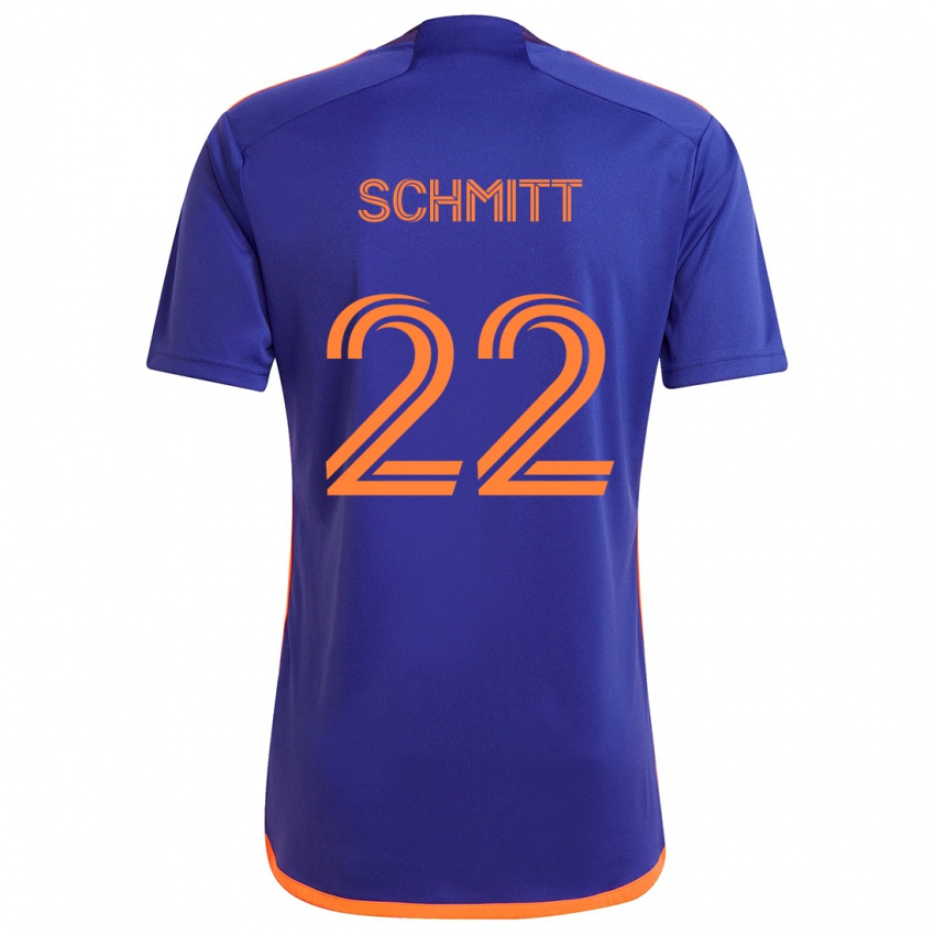 Gyermek Tate Schmitt #22 Lila Narancs Idegenbeli Jersey 2024/25 Mez Póló Ing