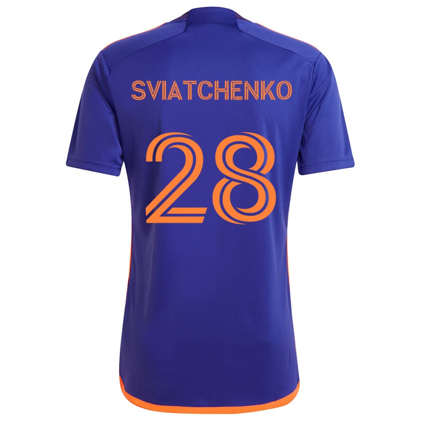 Gyermek Erik Sviatchenko #28 Lila Narancs Idegenbeli Jersey 2024/25 Mez Póló Ing