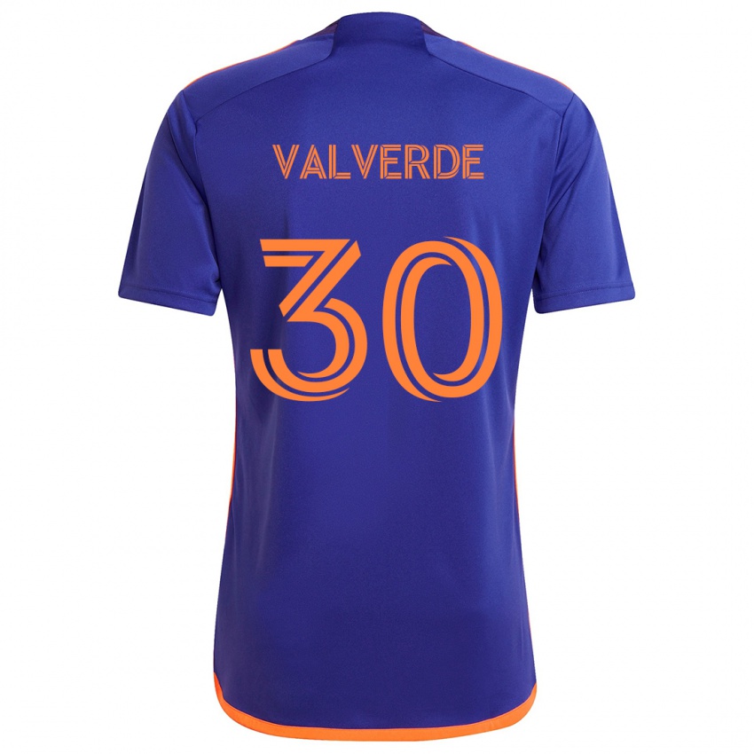 Gyermek Jefferson Valverde #30 Lila Narancs Idegenbeli Jersey 2024/25 Mez Póló Ing