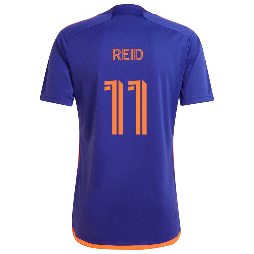 Gyermek Isaiah Reid #11 Lila Narancs Idegenbeli Jersey 2024/25 Mez Póló Ing