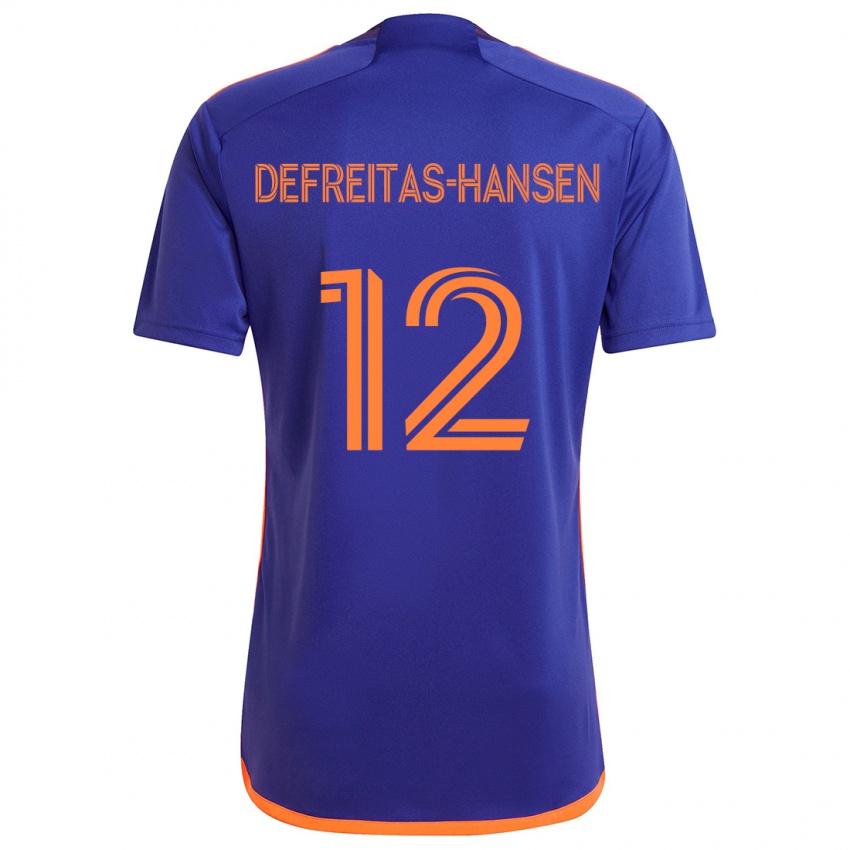 Gyermek Nicholas Defreitas-Hansen #12 Lila Narancs Idegenbeli Jersey 2024/25 Mez Póló Ing