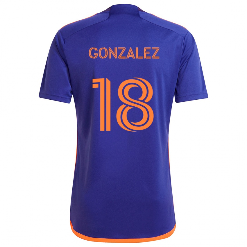 Gyermek Diego Gonzalez #18 Lila Narancs Idegenbeli Jersey 2024/25 Mez Póló Ing