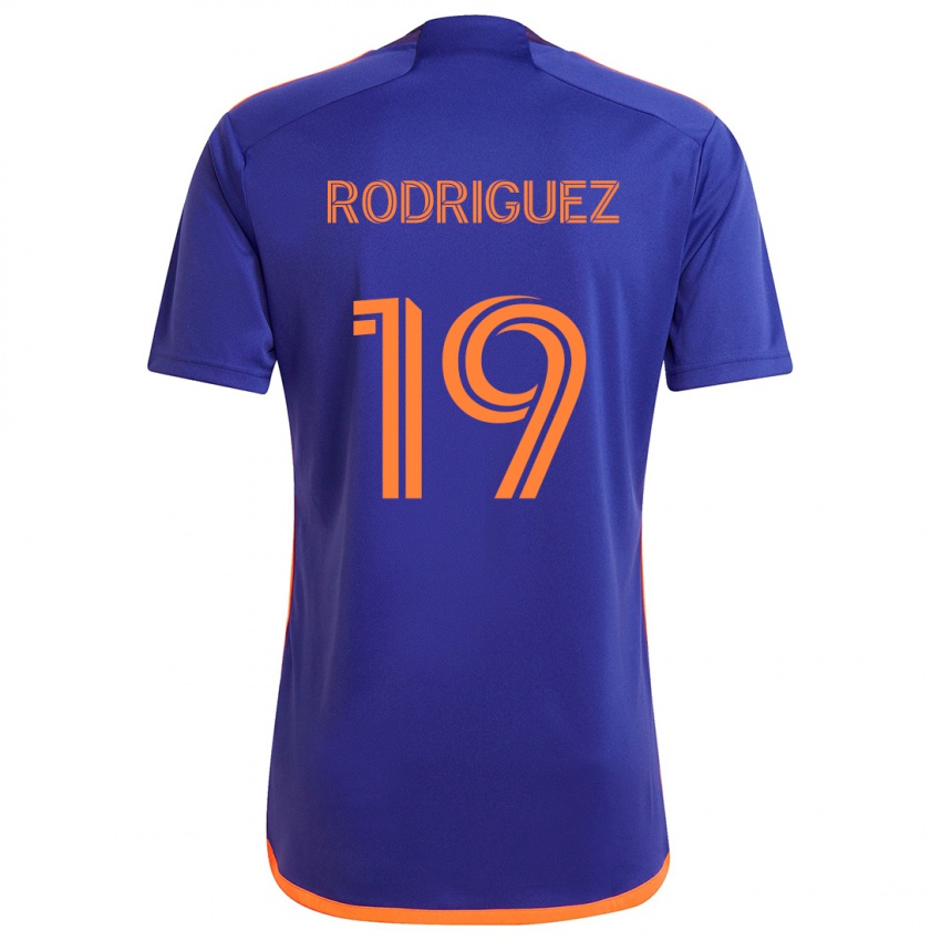 Gyermek Sebastian Rodriguez #19 Lila Narancs Idegenbeli Jersey 2024/25 Mez Póló Ing