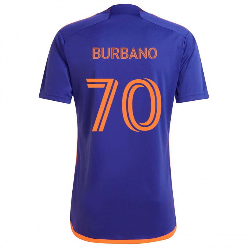 Gyermek Jordy Burbano #70 Lila Narancs Idegenbeli Jersey 2024/25 Mez Póló Ing