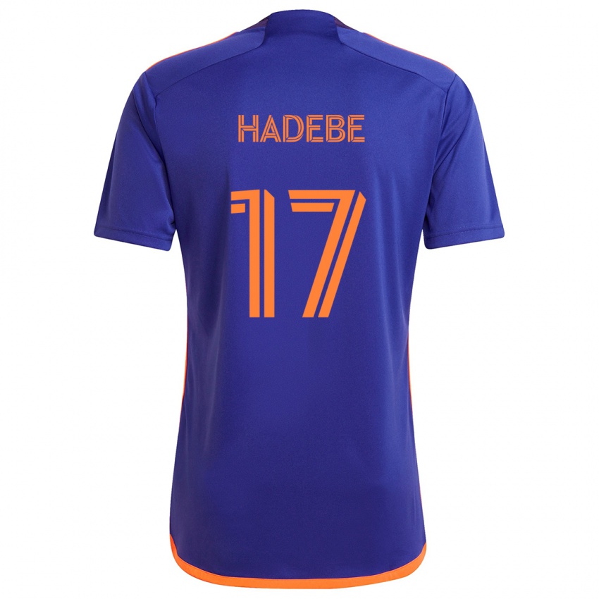 Gyermek Teenage Hadebe #17 Lila Narancs Idegenbeli Jersey 2024/25 Mez Póló Ing