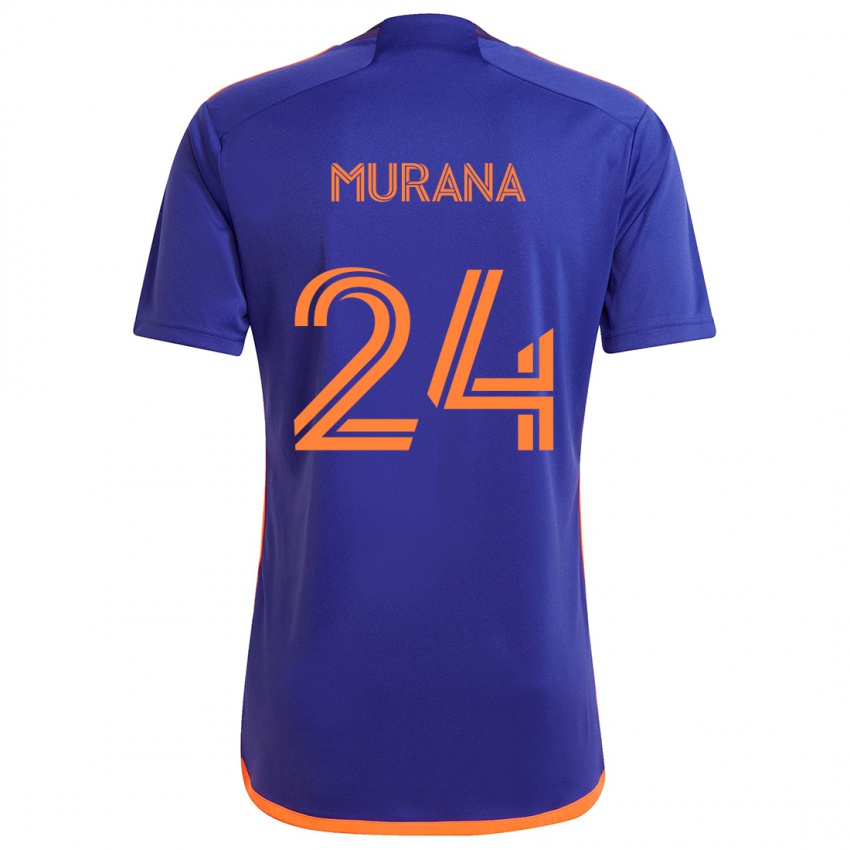 Gyermek Mujeeb Murana #24 Lila Narancs Idegenbeli Jersey 2024/25 Mez Póló Ing