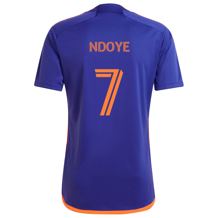 Gyermek Papa Ndoye #7 Lila Narancs Idegenbeli Jersey 2024/25 Mez Póló Ing