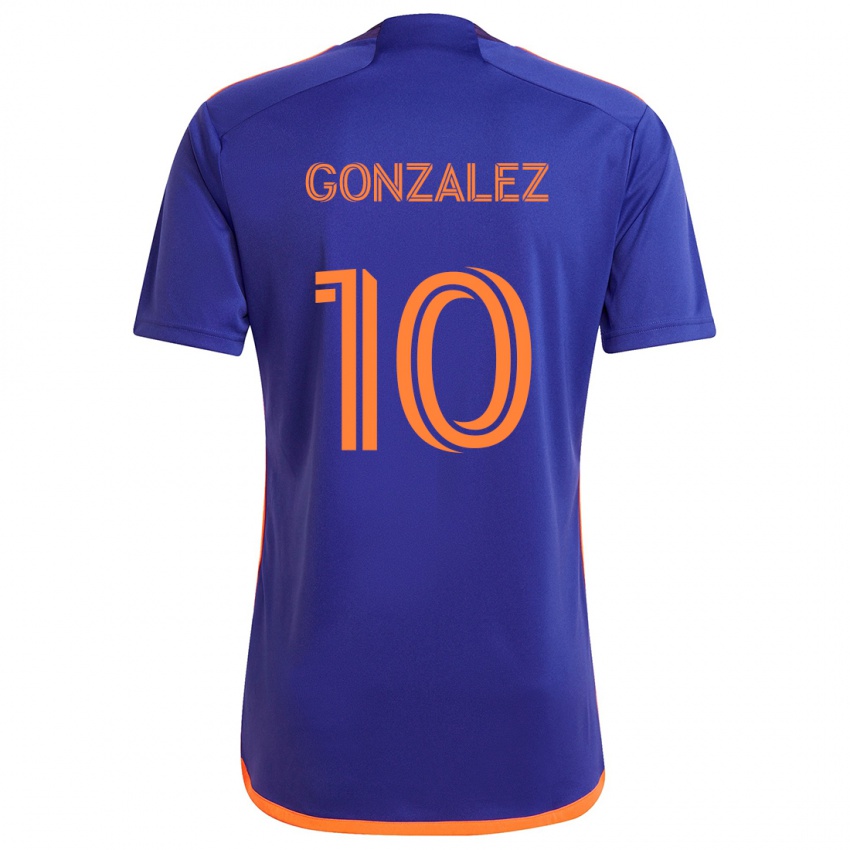 Gyermek Yair González #10 Lila Narancs Idegenbeli Jersey 2024/25 Mez Póló Ing