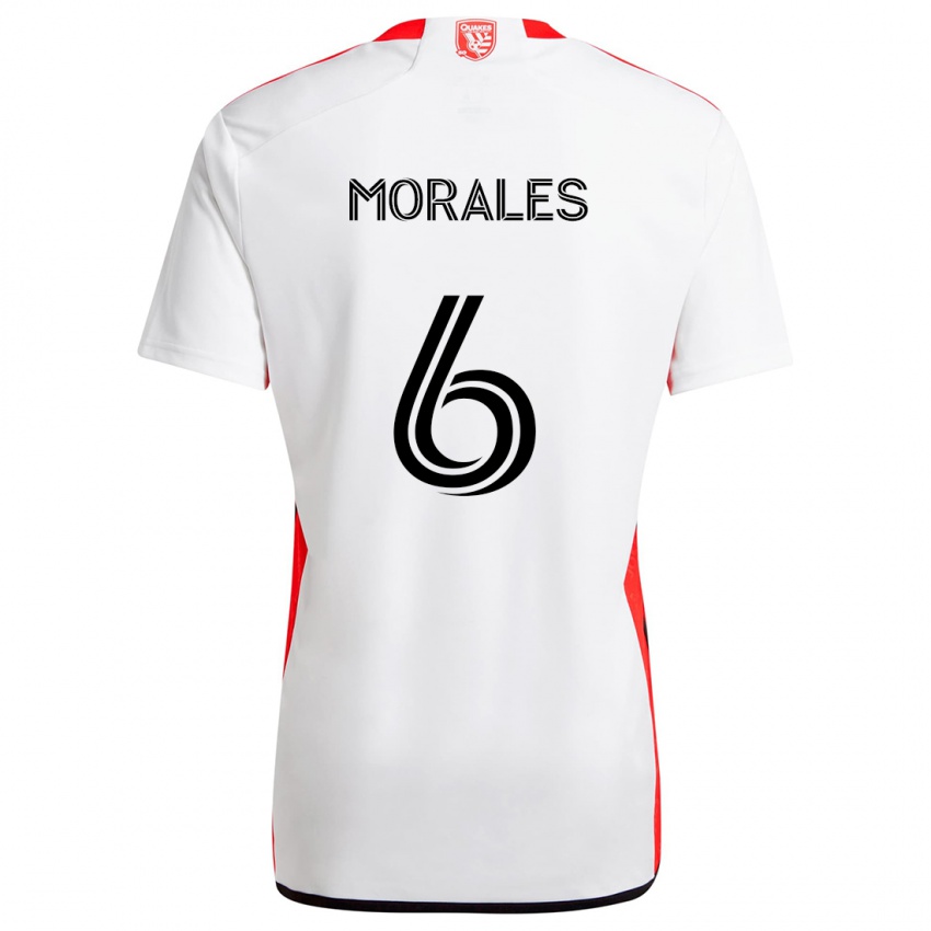 Gyermek Alfredo Morales #6 Fehér Piros Idegenbeli Jersey 2024/25 Mez Póló Ing