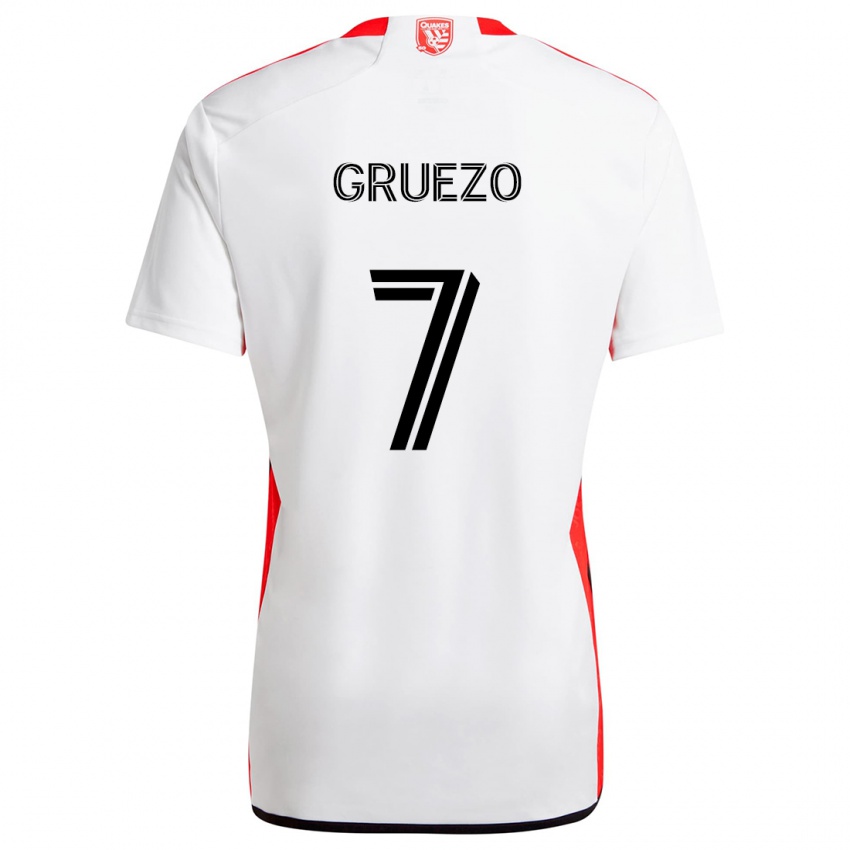 Gyermek Carlos Gruezo #7 Fehér Piros Idegenbeli Jersey 2024/25 Mez Póló Ing