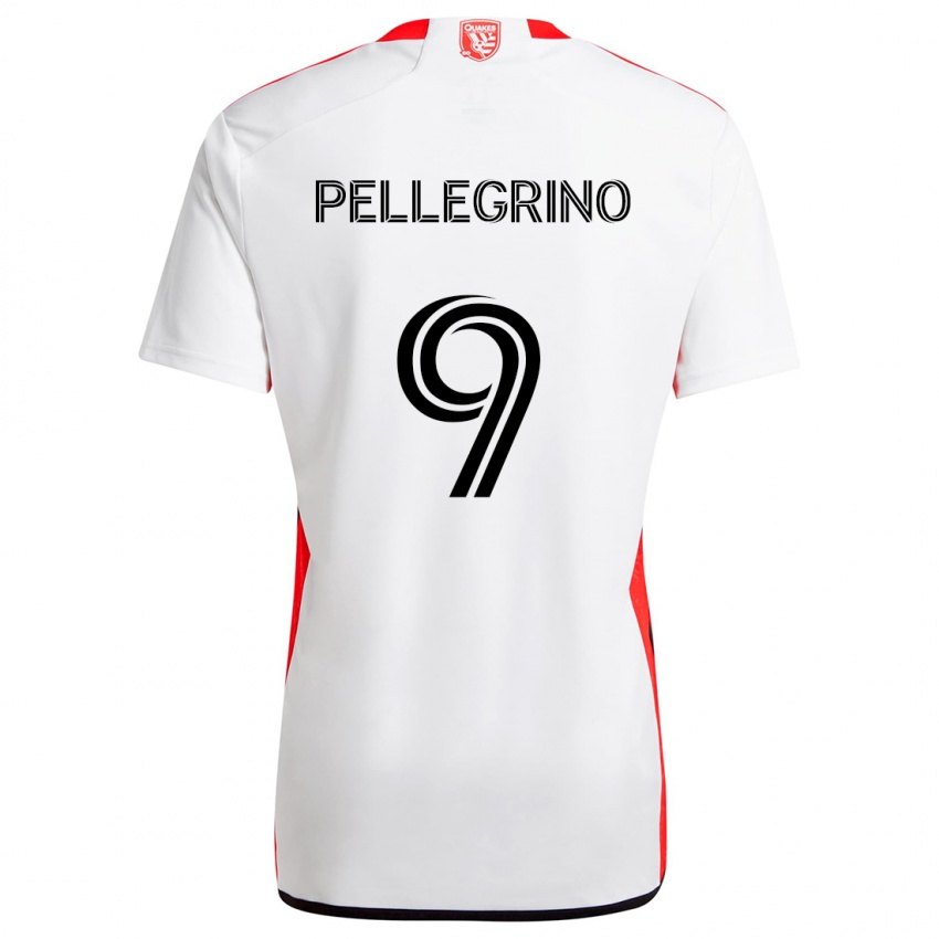 Gyermek Amahl Pellegrino #9 Fehér Piros Idegenbeli Jersey 2024/25 Mez Póló Ing