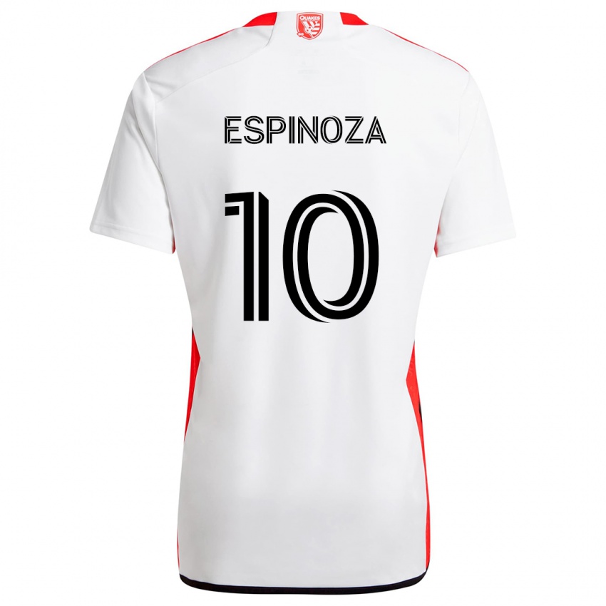 Gyermek Cristian Espinoza #10 Fehér Piros Idegenbeli Jersey 2024/25 Mez Póló Ing