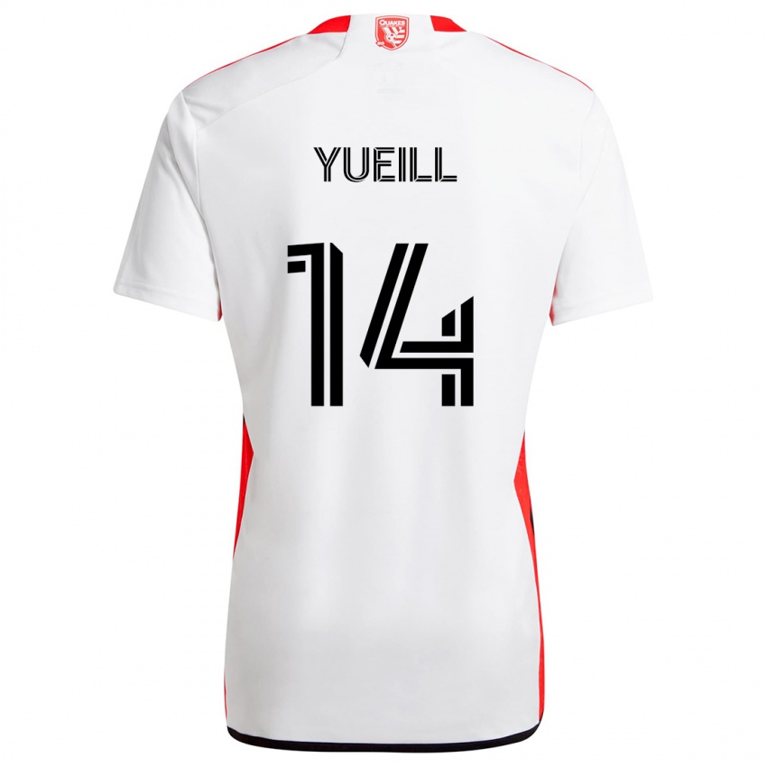 Gyermek Jackson Yueill #14 Fehér Piros Idegenbeli Jersey 2024/25 Mez Póló Ing