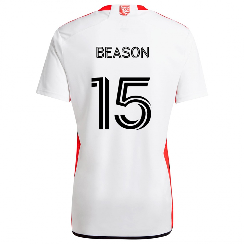 Gyermek Tanner Beason #15 Fehér Piros Idegenbeli Jersey 2024/25 Mez Póló Ing